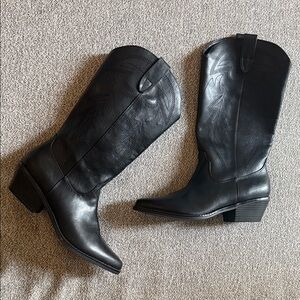 Madden Girl Black Western Leather Cowboy Boots - Women's